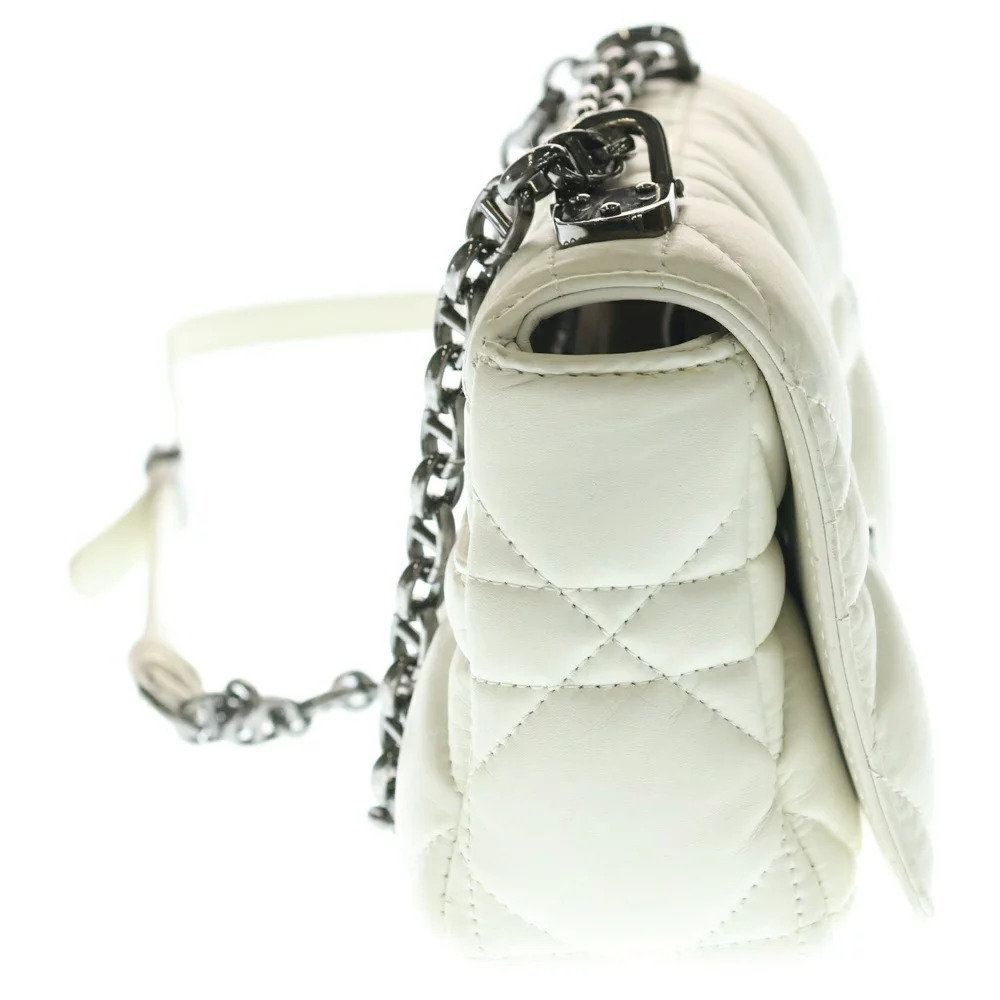 Christian Dior Caro Chain Shoulder Bag Handbag Cannage White Leather Black - Picture 3 of 6